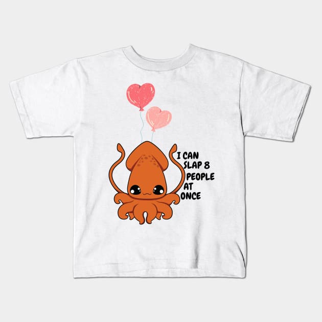 Funny Slapping Octopus Kids T-Shirt by yassinebd